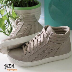 BRASH Faux Leather Braided High Top Sneakers Skater Shoes - Tan, Size 7